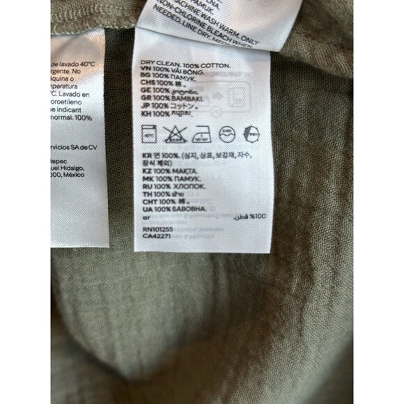 H&M NWT Muslin Dress 100% Cotton Khaki Green Gauzy Size Small Boho Beachy New - Picture 6 of 9